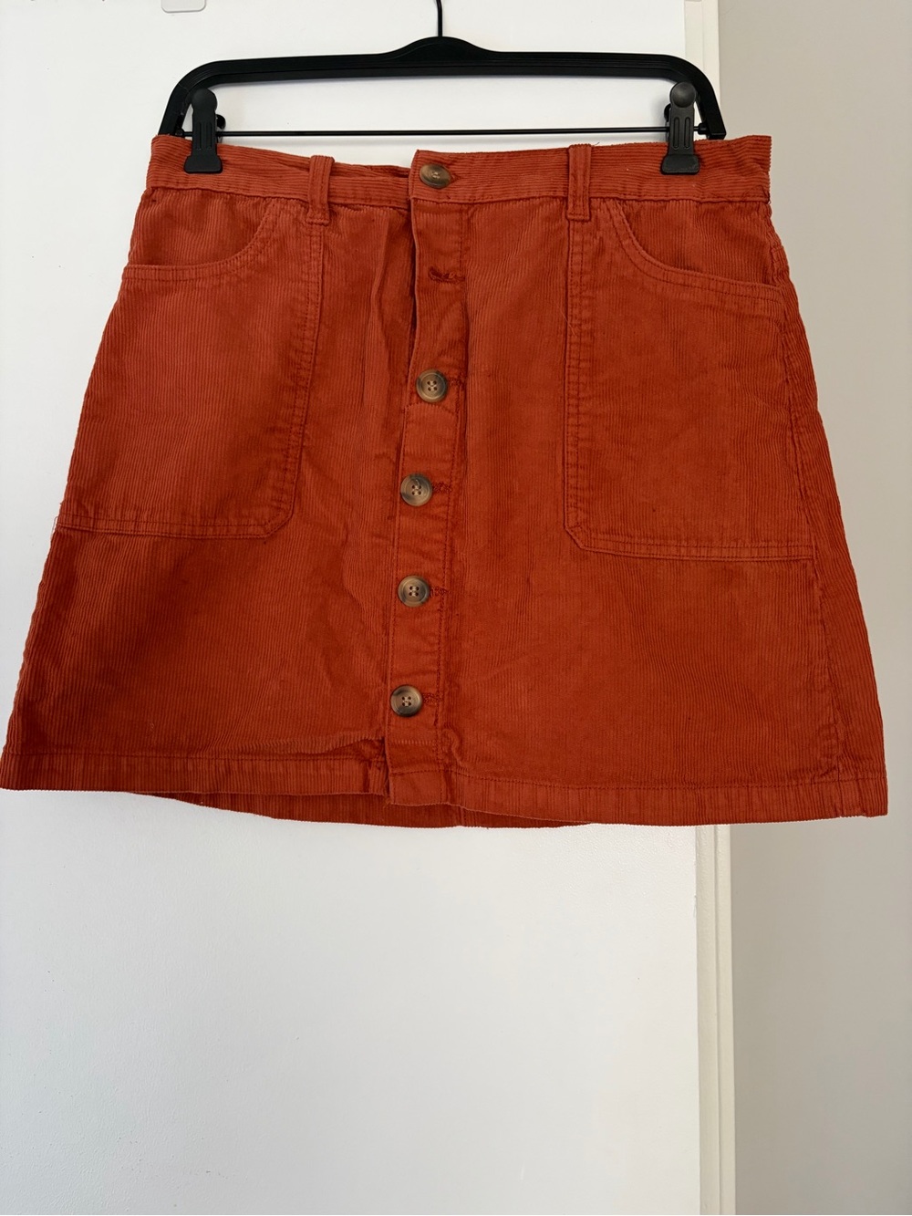 Kensie Button-Front Corduroy Mini Skirt - Rust